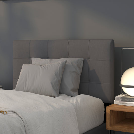 Bedford Tufted Upholstered Twin Size Headboard in Dark Gray Fabric Dark Gray HG-HB1704-T-DG-GG