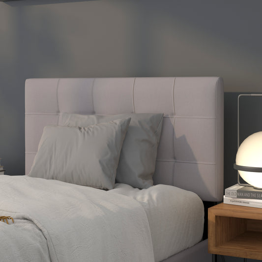 Bedford Tufted Upholstered Twin Size Headboard in Light Gray Fabric Light Gray HG-HB1704-T-LG-GG