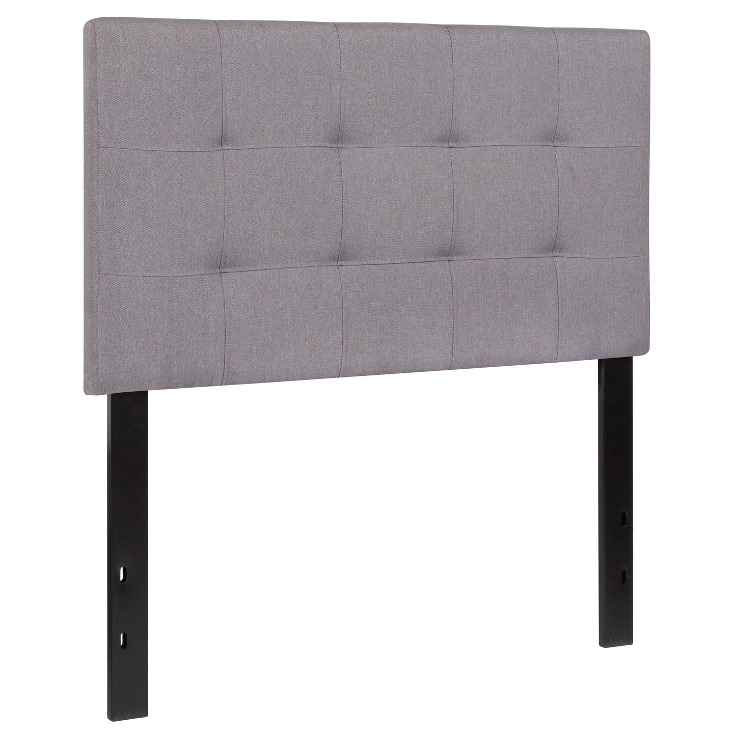Bedford Tufted Upholstered Twin Size Headboard in Light Gray Fabric Light Gray
