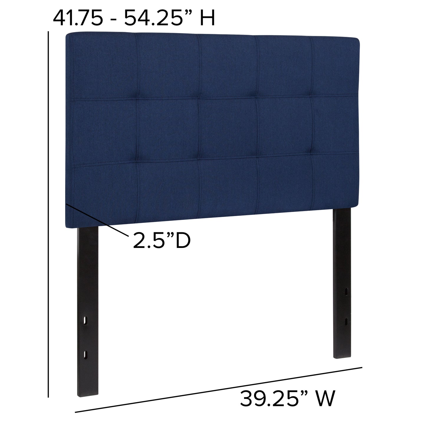 Bedford Tufted Upholstered Twin Size Headboard in Navy Fabric Navy