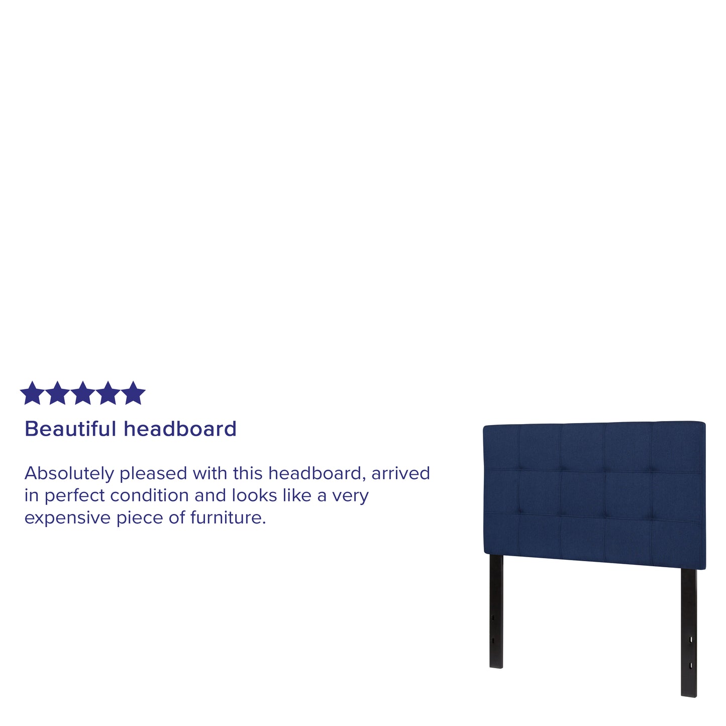 Bedford Tufted Upholstered Twin Size Headboard in Navy Fabric Navy