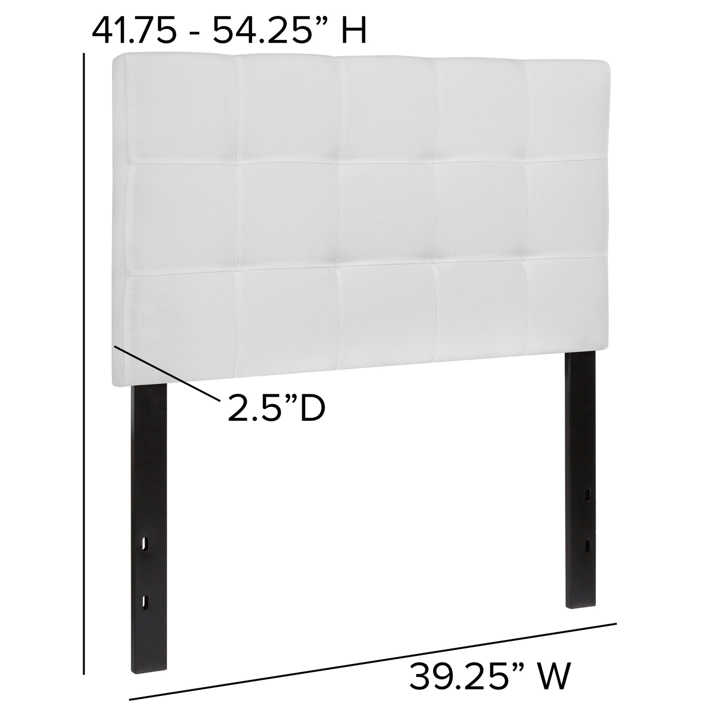 Bedford Tufted Upholstered Twin Size Headboard in White Fabric White