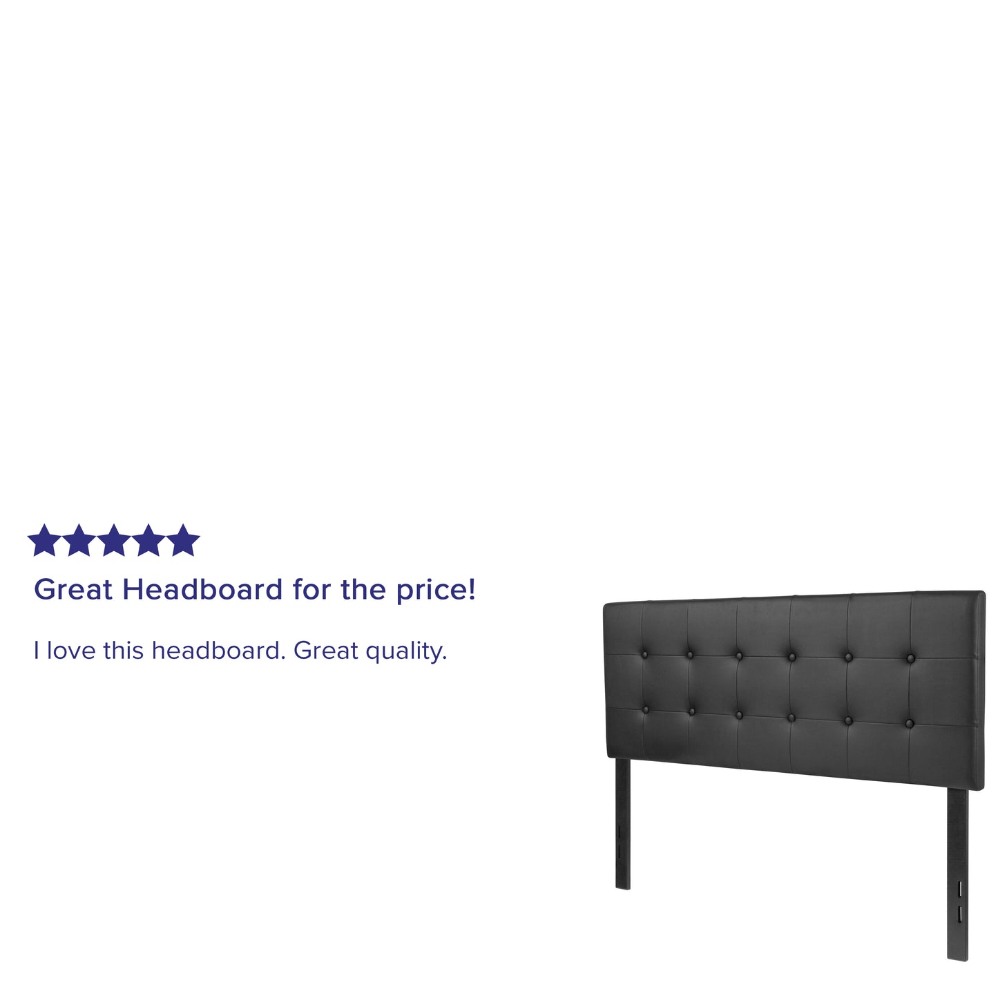 Lennox Tufted Upholstered Full Size Headboard in Black Vinyl Black