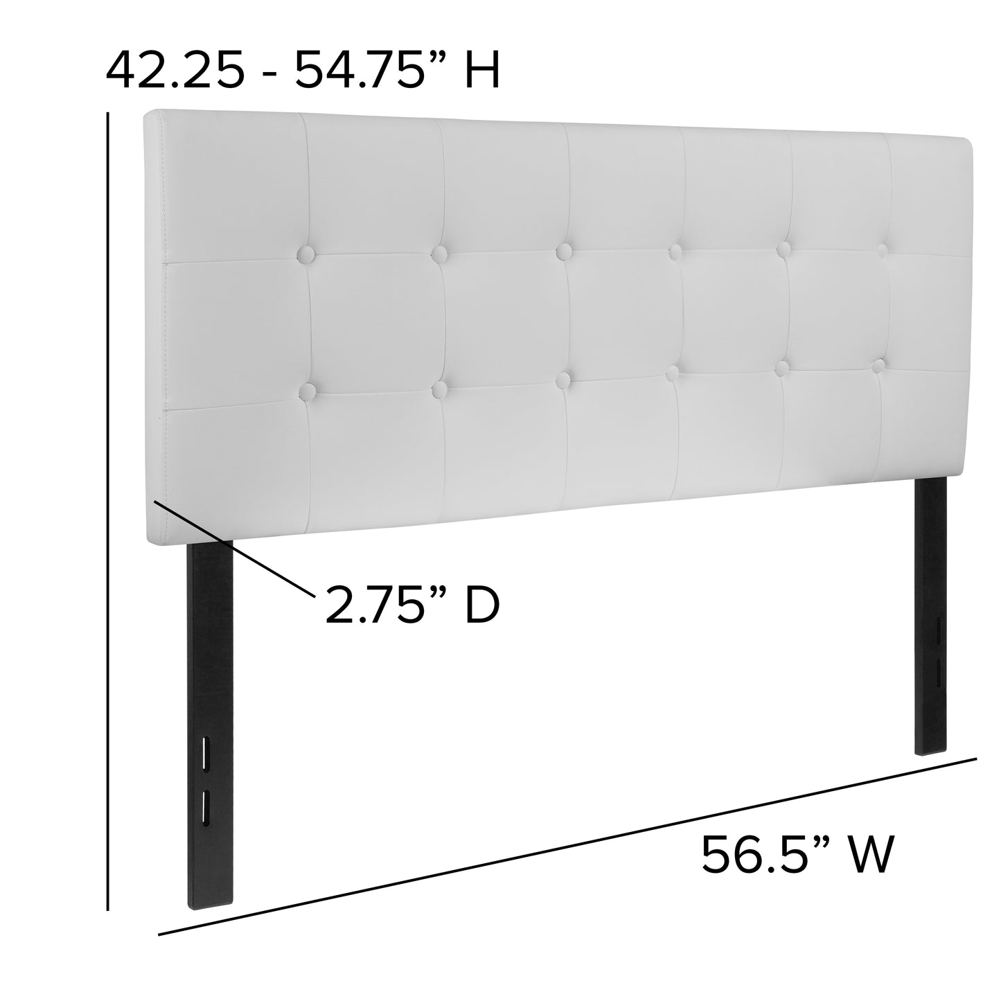 Lennox Tufted Upholstered Full Size Headboard in White Vinyl White