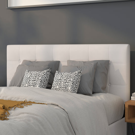 Lennox Tufted Upholstered Full Size Headboard in White Vinyl White