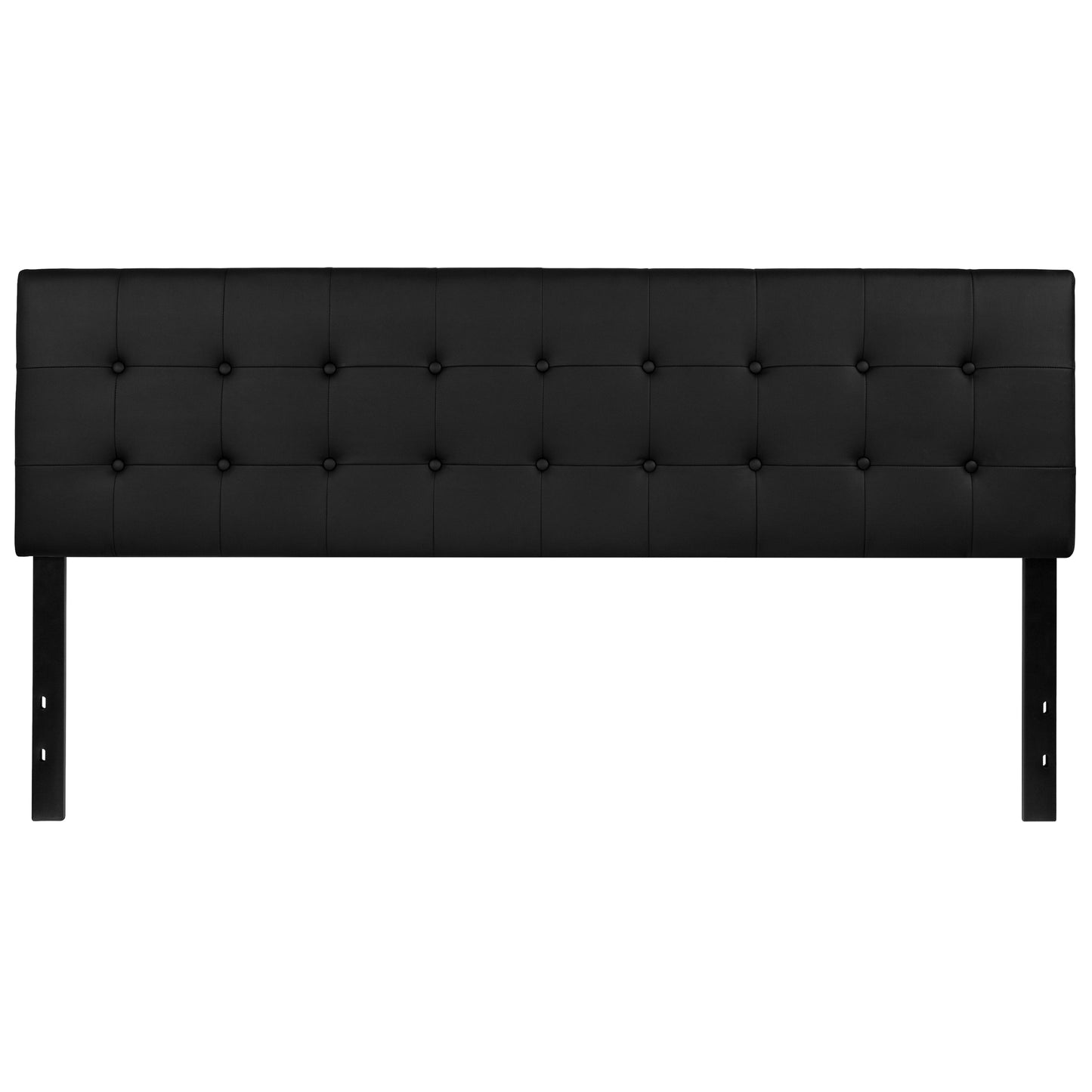 Lennox Tufted Upholstered King Size Headboard in Black Vinyl Black