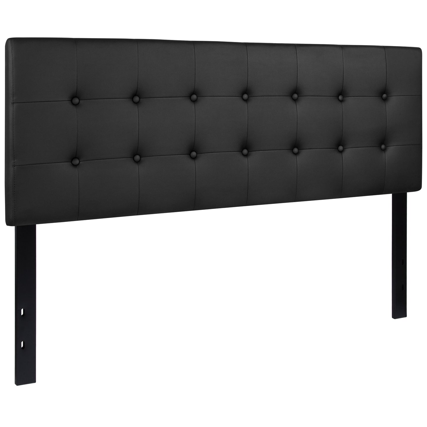 Lennox Tufted Upholstered Queen Size Headboard in Black Vinyl Black