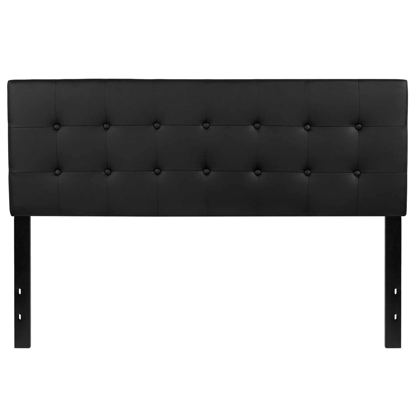 Lennox Tufted Upholstered Queen Size Headboard in Black Vinyl Black