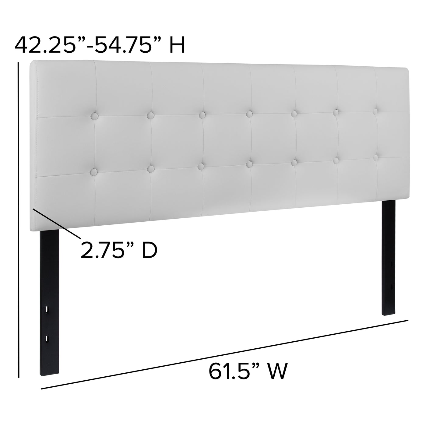 Lennox Tufted Upholstered Queen Size Headboard in White Vinyl White