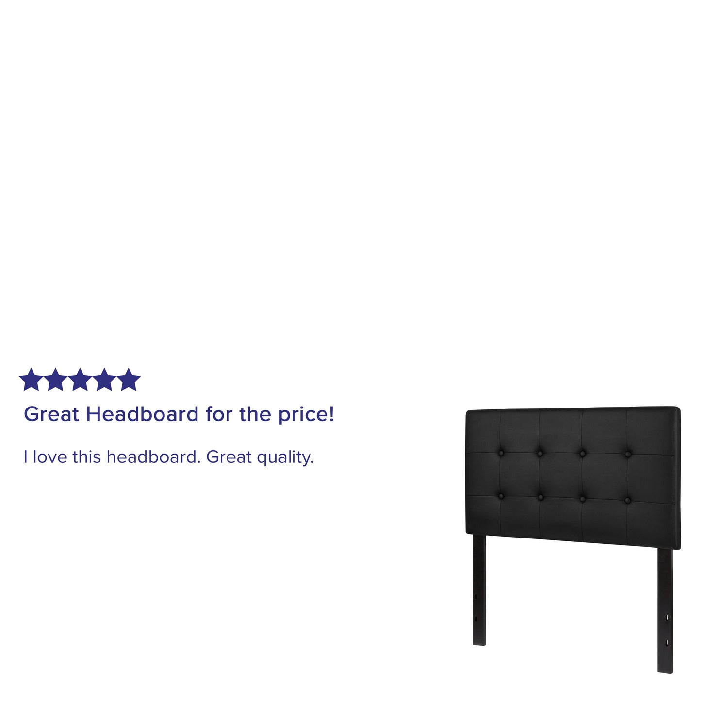 Lennox Tufted Upholstered Twin Size Headboard in Black Vinyl Black HG-HB1705-T-BK-GG