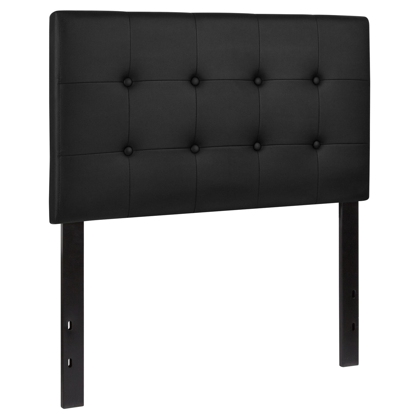 Lennox Tufted Upholstered Twin Size Headboard in Black Vinyl Black HG-HB1705-T-BK-GG