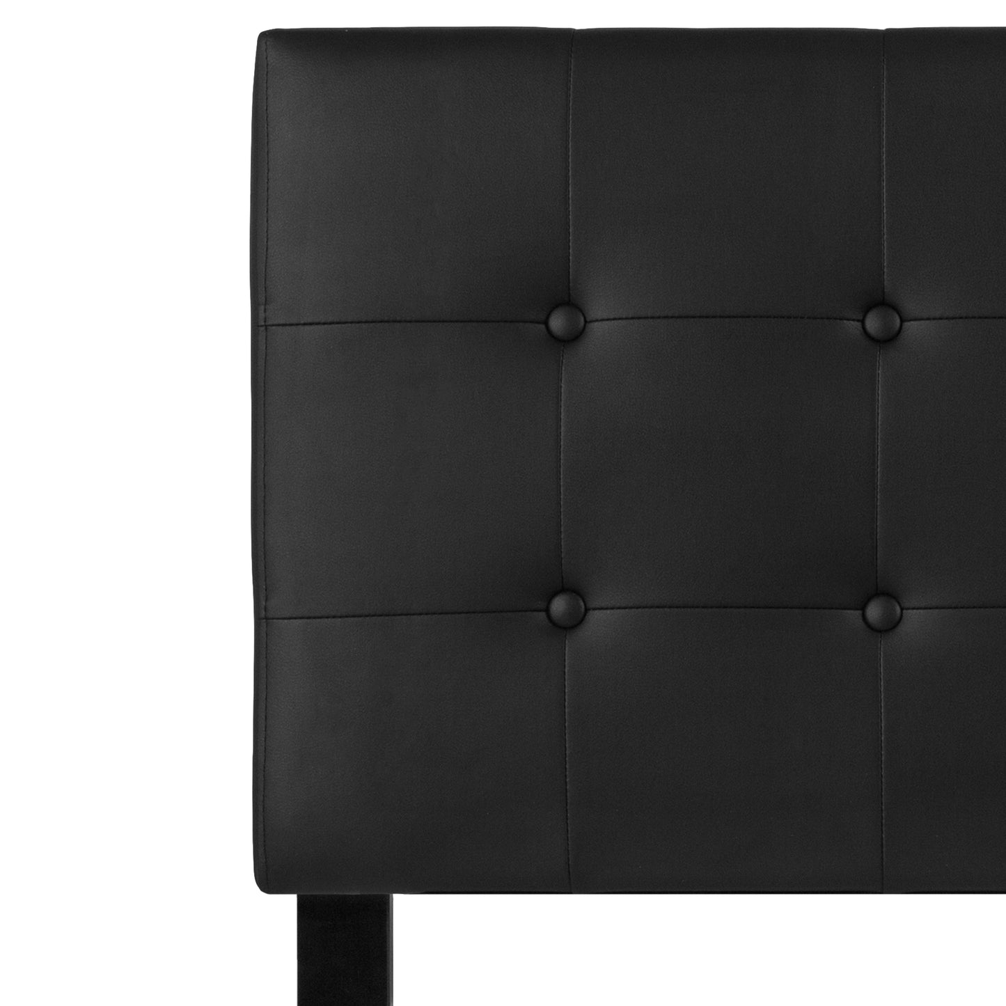 Lennox Tufted Upholstered Twin Size Headboard in Black Vinyl Black HG-HB1705-T-BK-GG