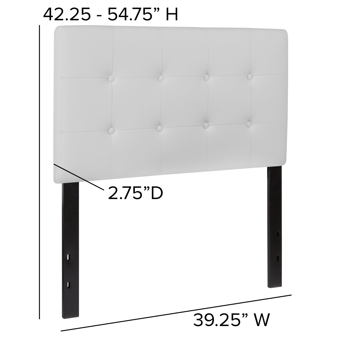 Lennox Tufted Upholstered Twin Size Headboard in White Vinyl White