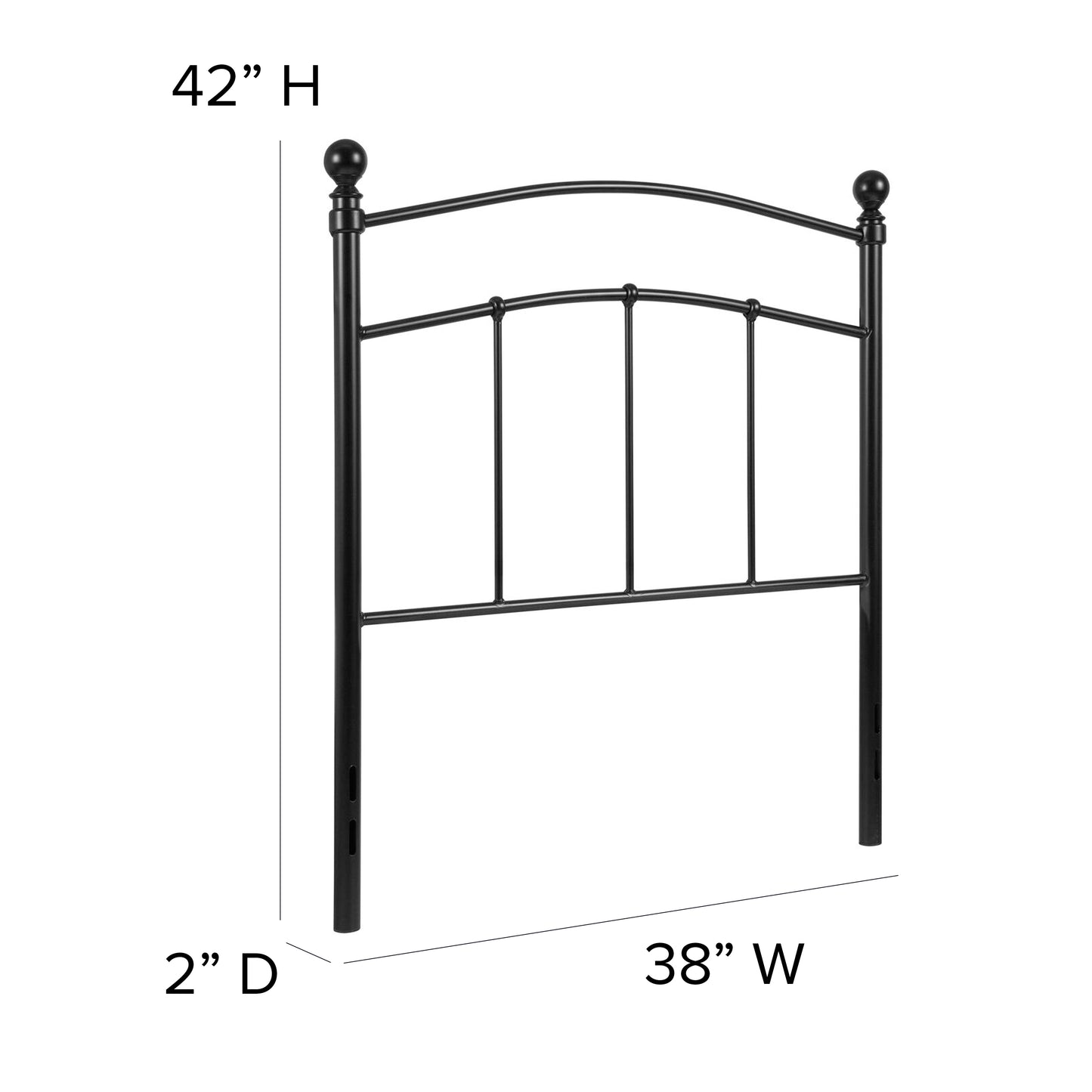 Woodstock Decorative Black Metal Twin Size Headboard Black