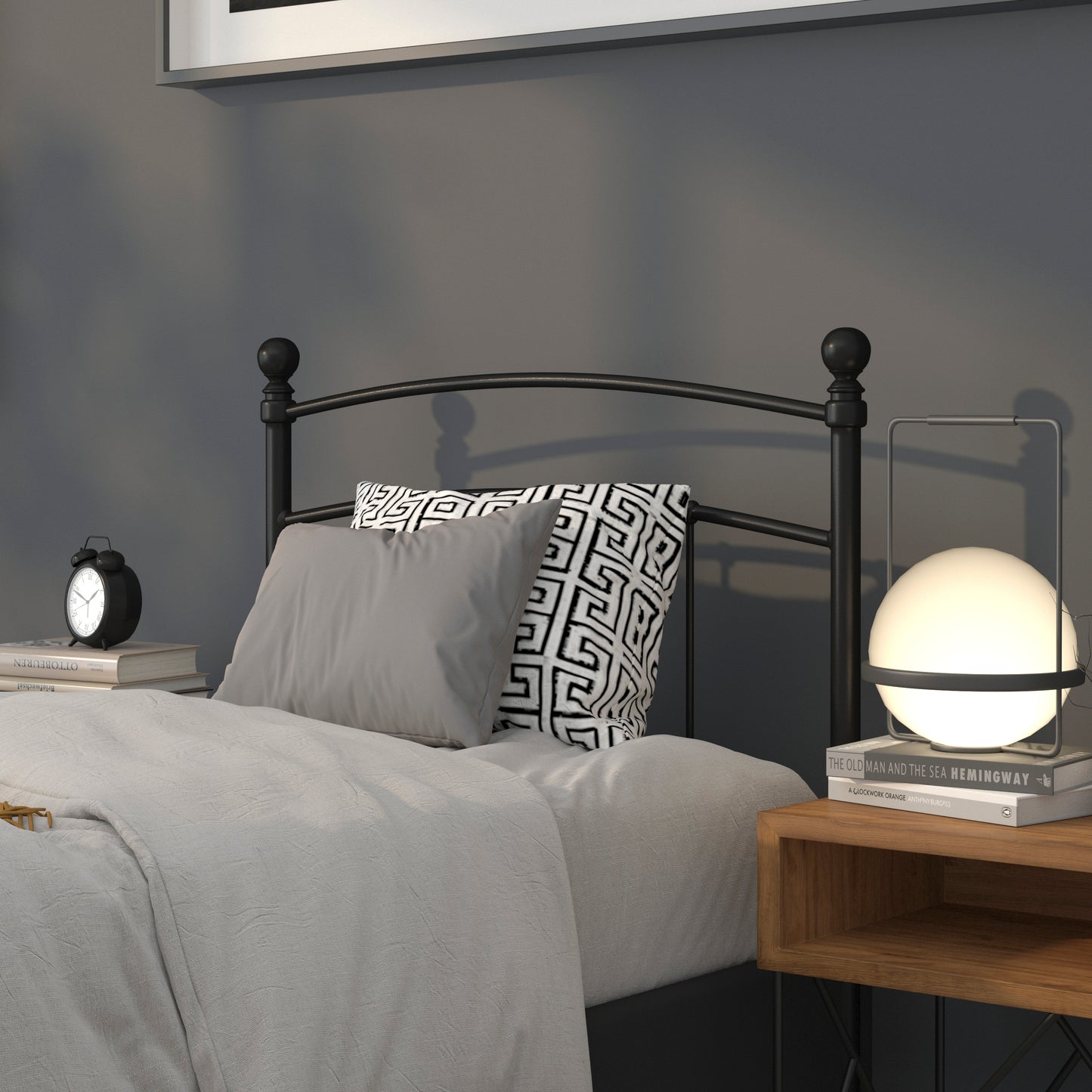Woodstock Decorative Black Metal Twin Size Headboard Black