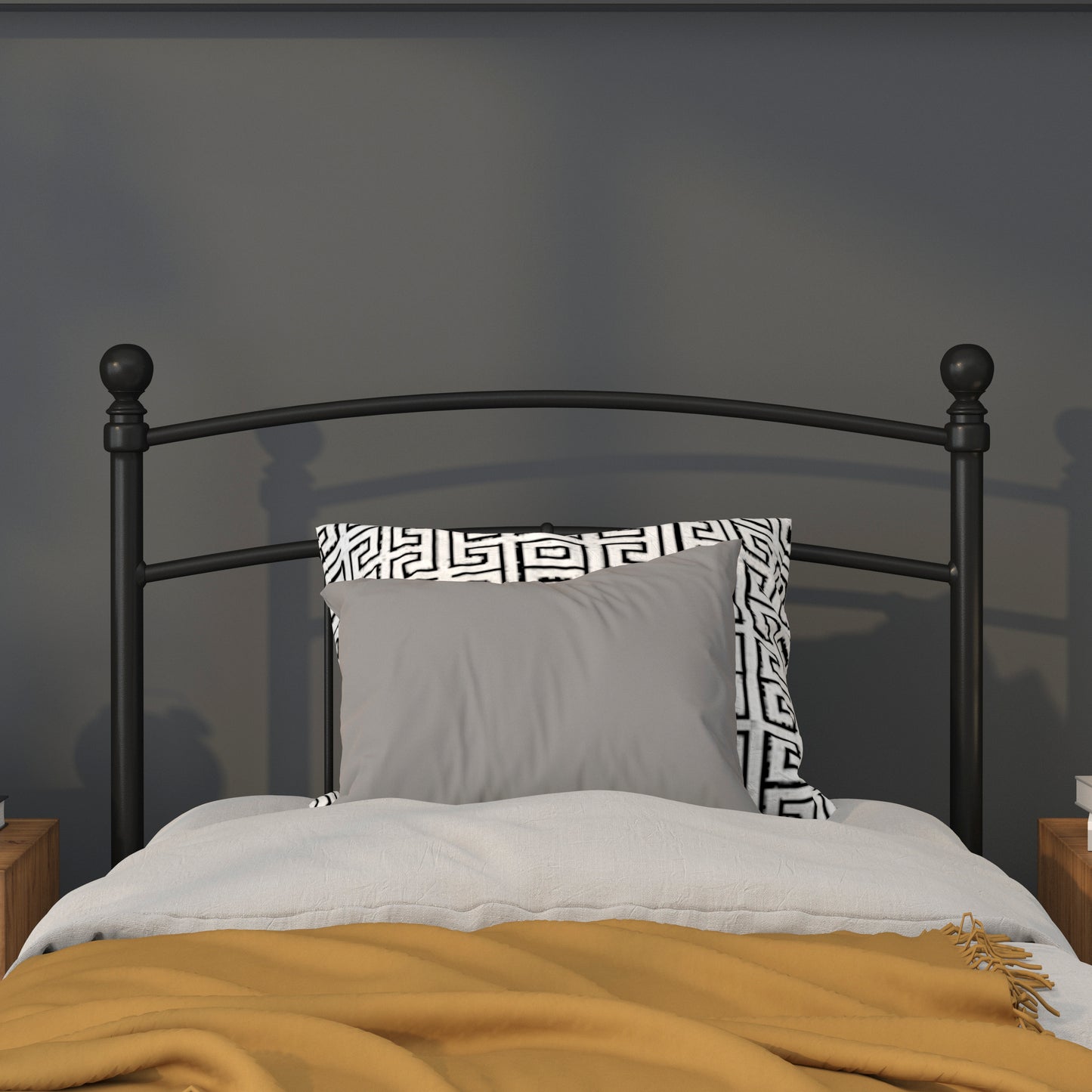 Woodstock Decorative Black Metal Twin Size Headboard Black