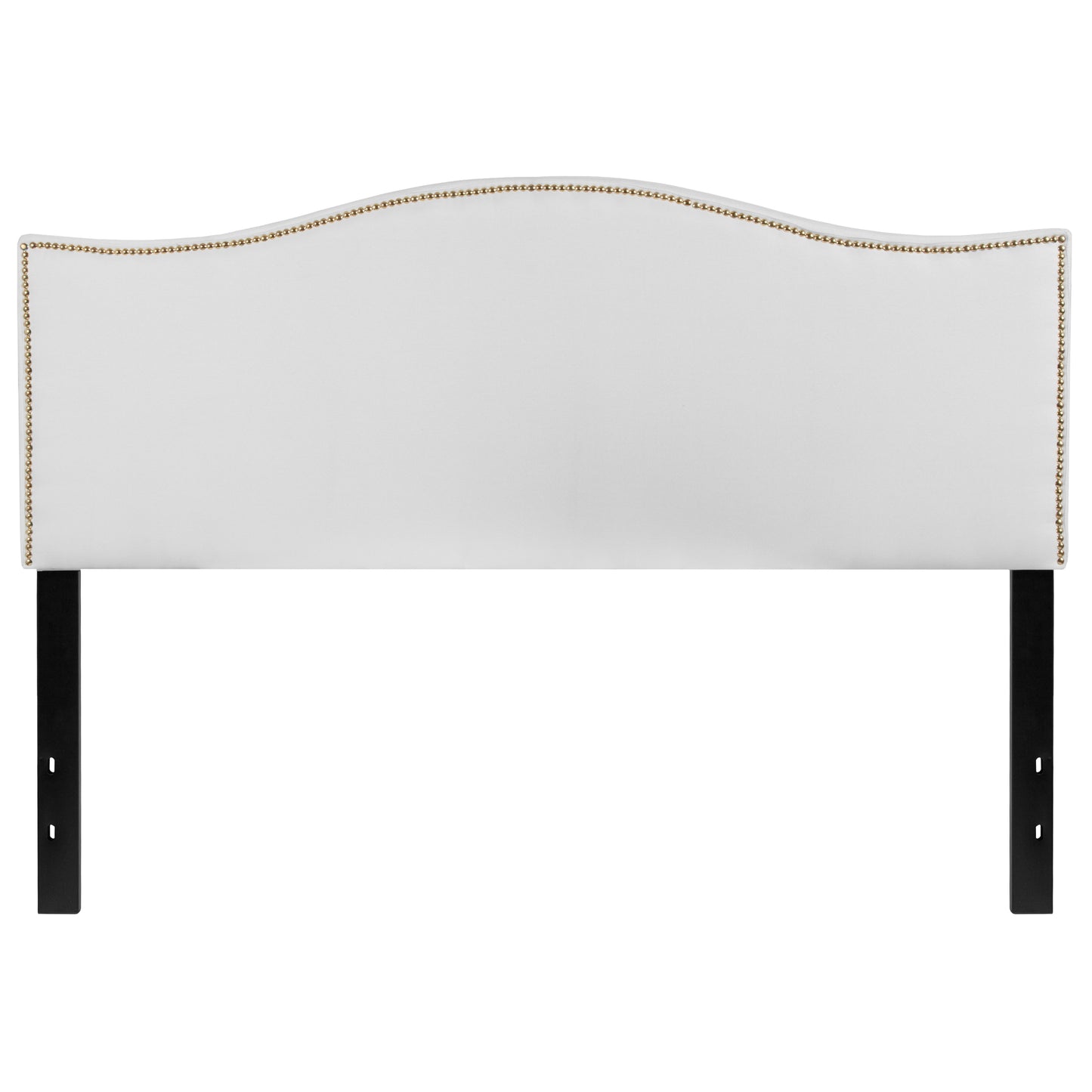 Lexington Upholstered Queen Size Headboard with Accent Nail Trim in White Fabric White