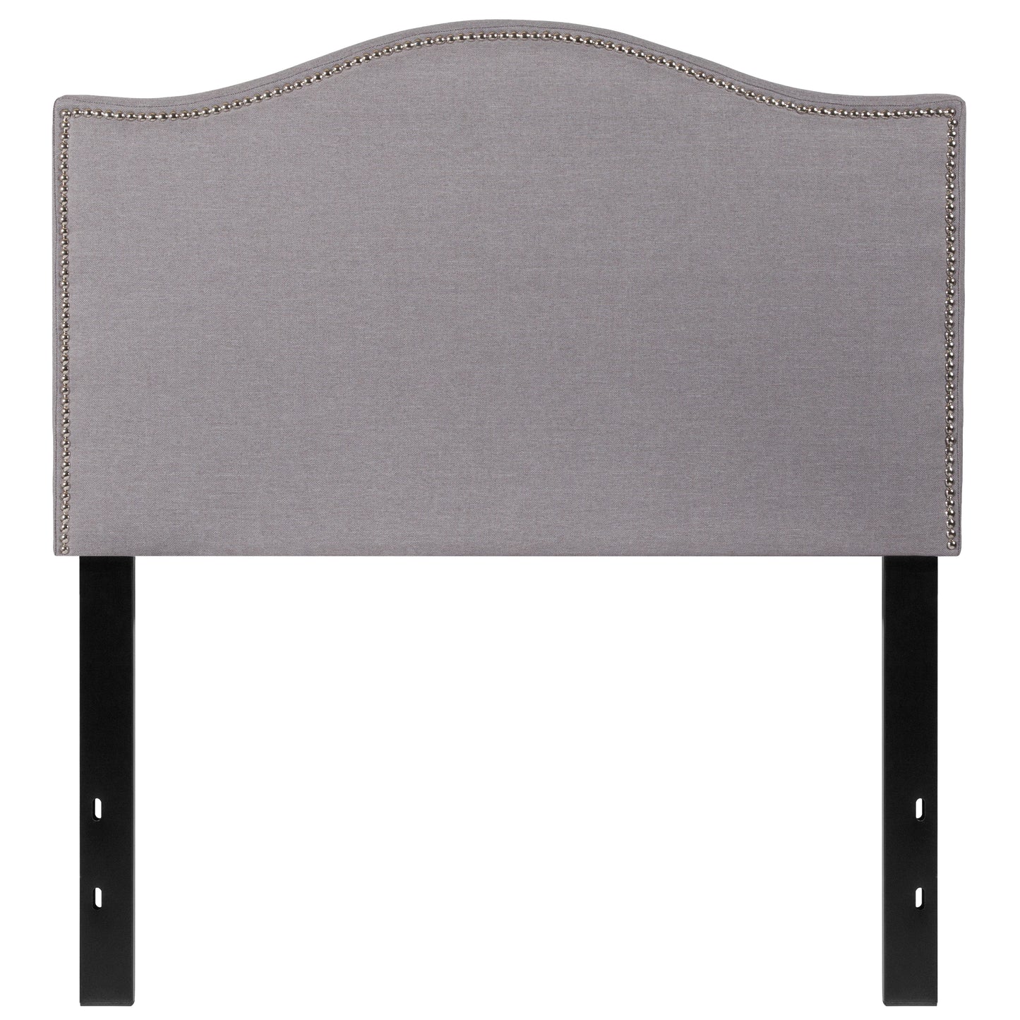 Lexington Upholstered Twin Size Headboard with Accent Nail Trim in Light Gray Fabric Light Gray