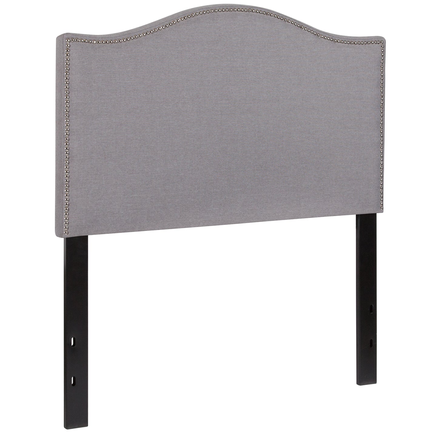 Lexington Upholstered Twin Size Headboard with Accent Nail Trim in Light Gray Fabric Light Gray