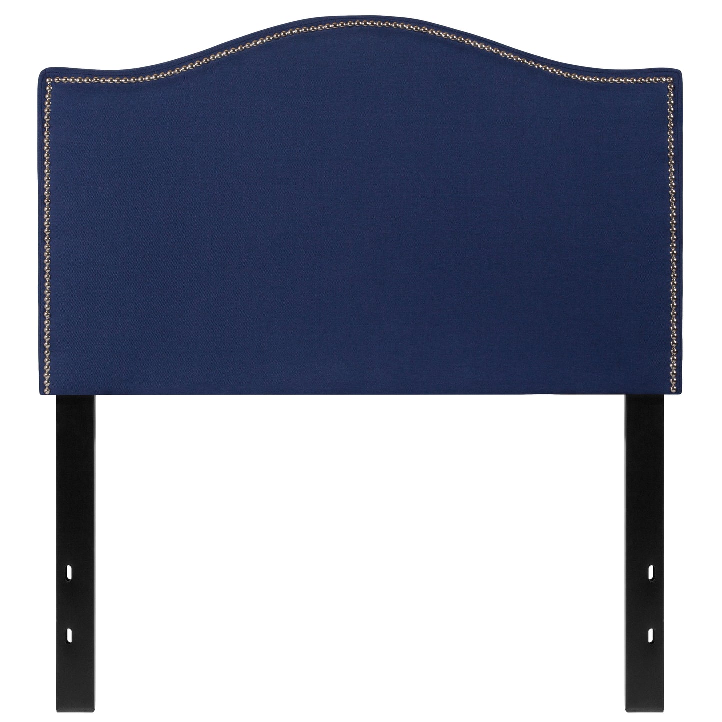 Lexington Upholstered Twin Size Headboard with Accent Nail Trim in Navy Fabric Navy