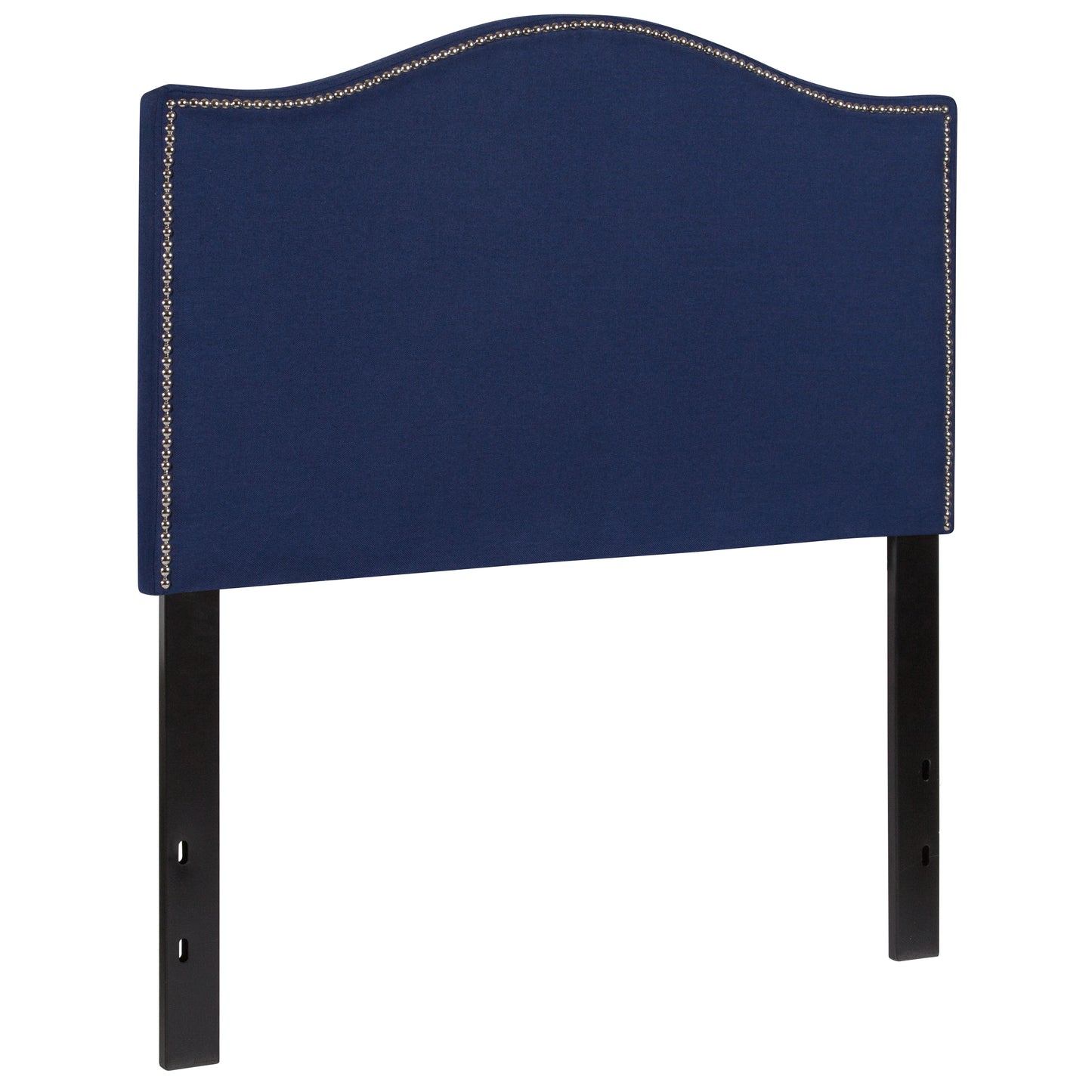 Lexington Upholstered Twin Size Headboard with Accent Nail Trim in Navy Fabric Navy