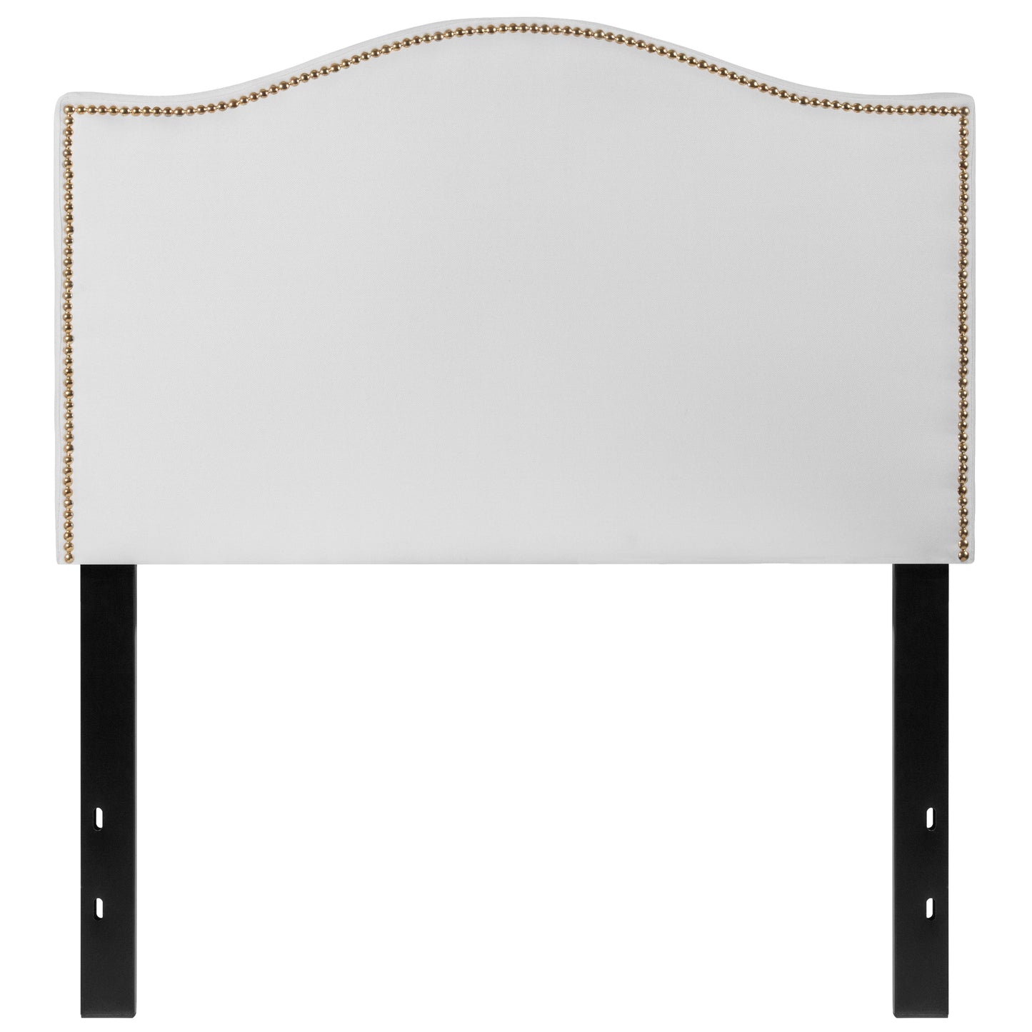 Lexington Upholstered Twin Size Headboard with Accent Nail Trim in White Fabric White