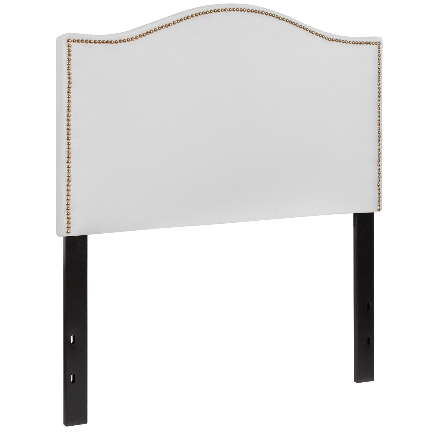 Lexington Upholstered Twin Size Headboard with Accent Nail Trim in White Fabric White