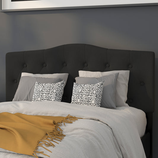 Cambridge Tufted Upholstered Full Size Headboard in Black Fabric Black