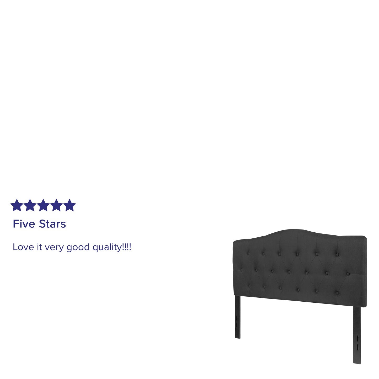 Cambridge Tufted Upholstered Full Size Headboard in Black Fabric Black