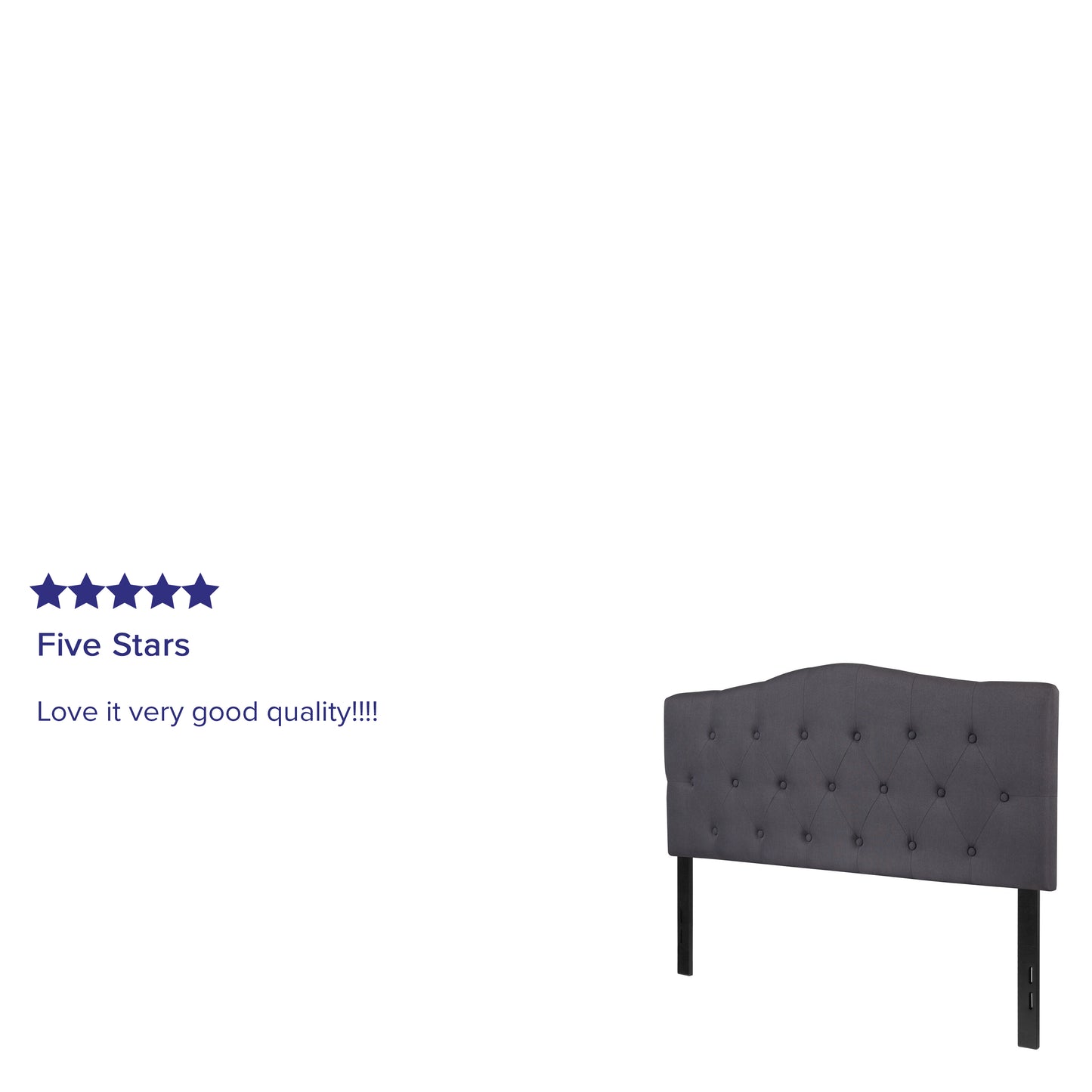 Cambridge Tufted Upholstered Full Size Headboard in Dark Gray Fabric Dark Gray