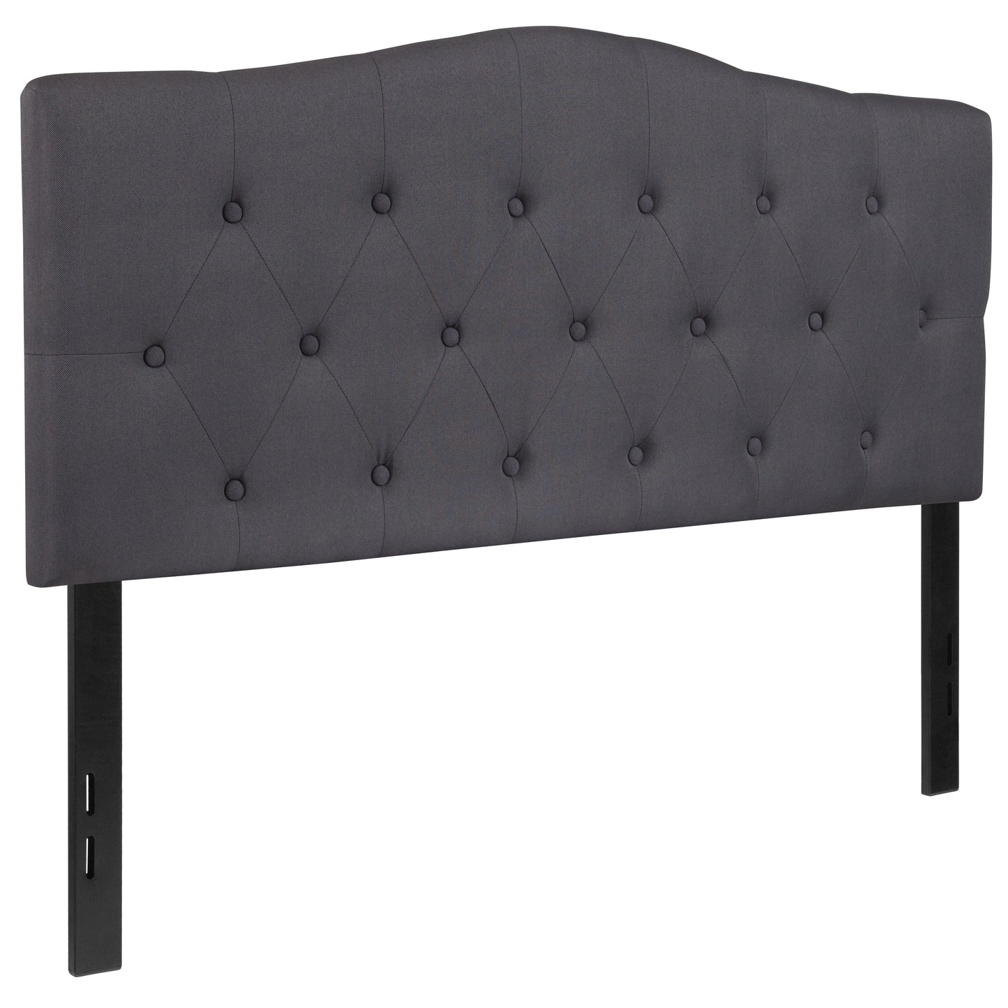 Cambridge Tufted Upholstered Full Size Headboard in Dark Gray Fabric Dark Gray