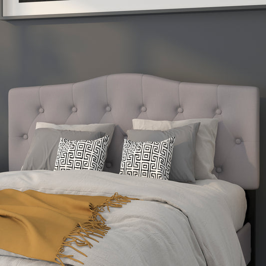 Cambridge Tufted Upholstered Full Size Headboard in Light Gray Fabric Light Gray