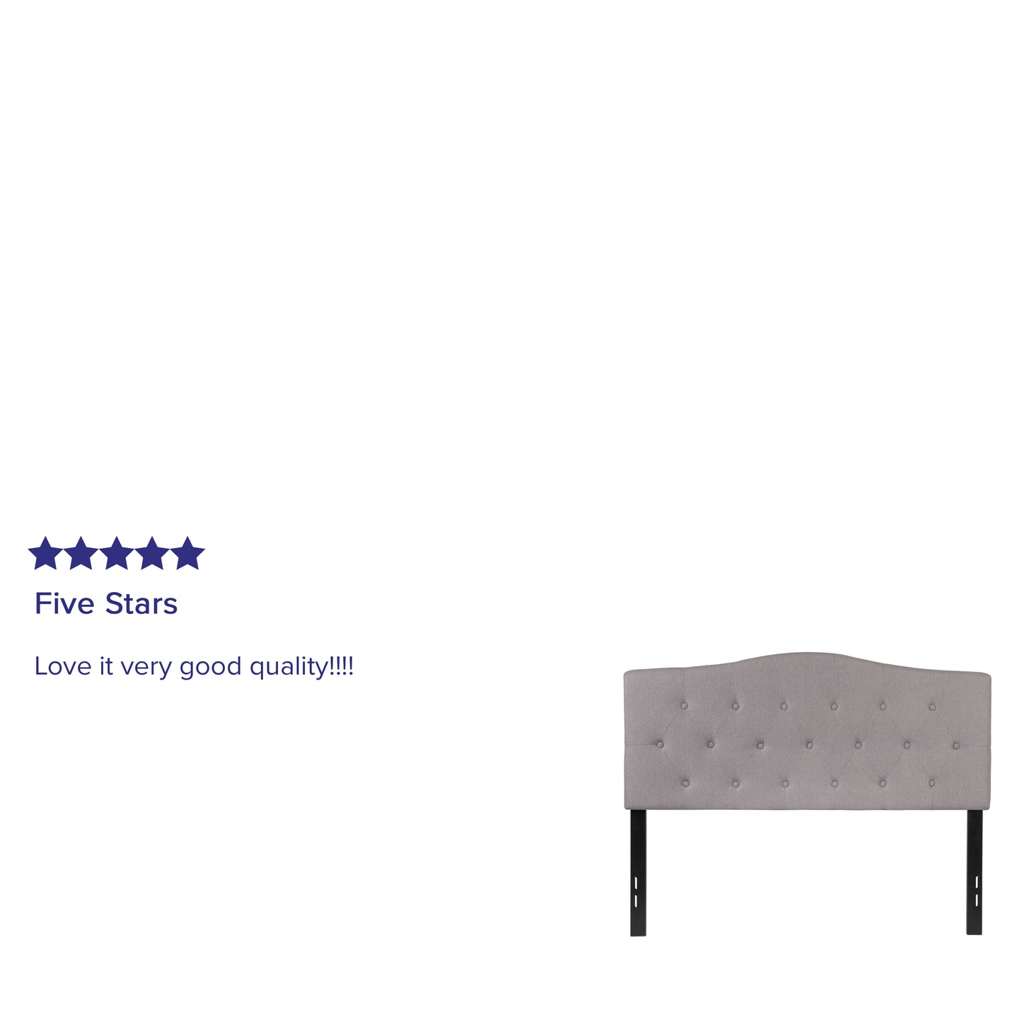 Cambridge Tufted Upholstered Full Size Headboard in Light Gray Fabric Light Gray