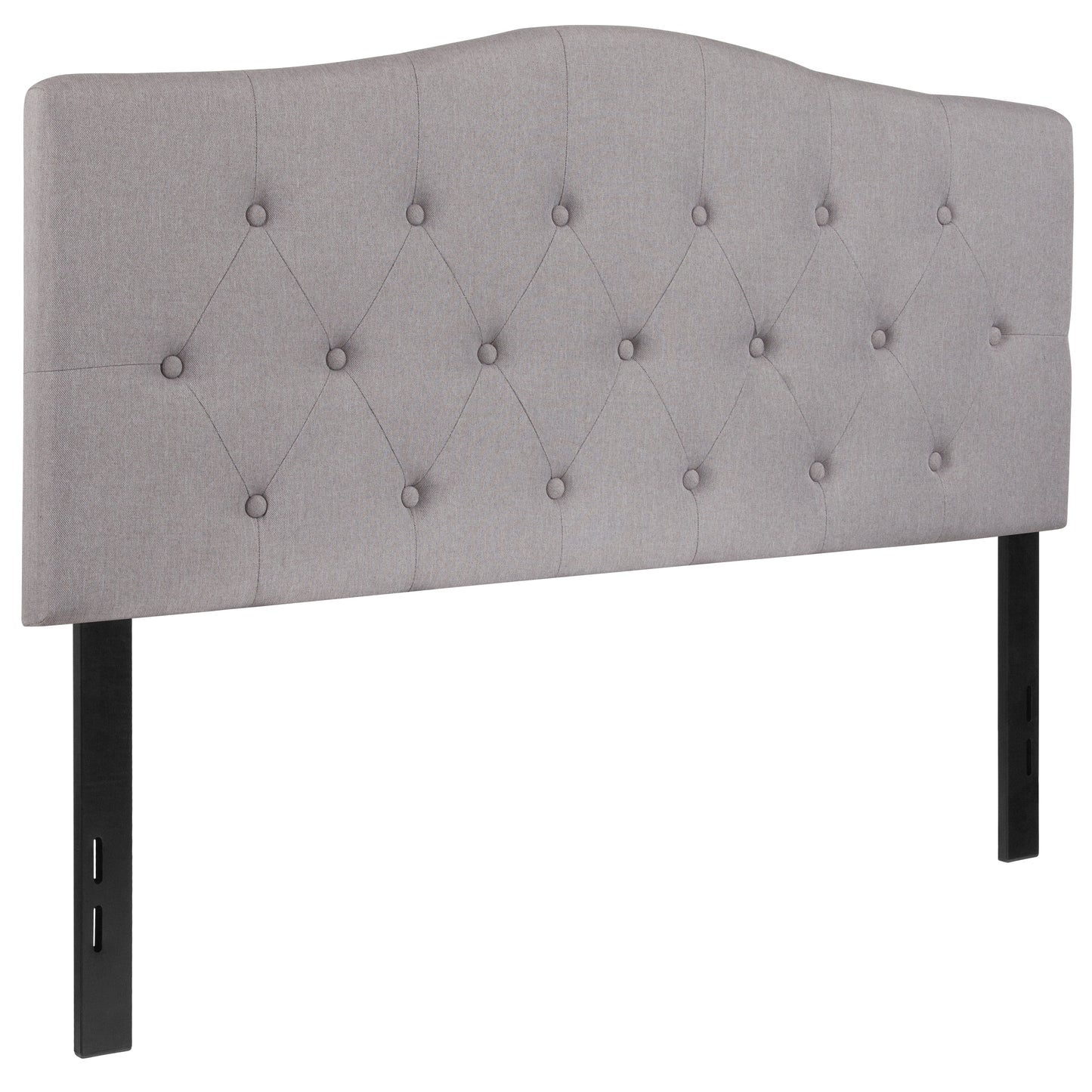 Cambridge Tufted Upholstered Full Size Headboard in Light Gray Fabric Light Gray