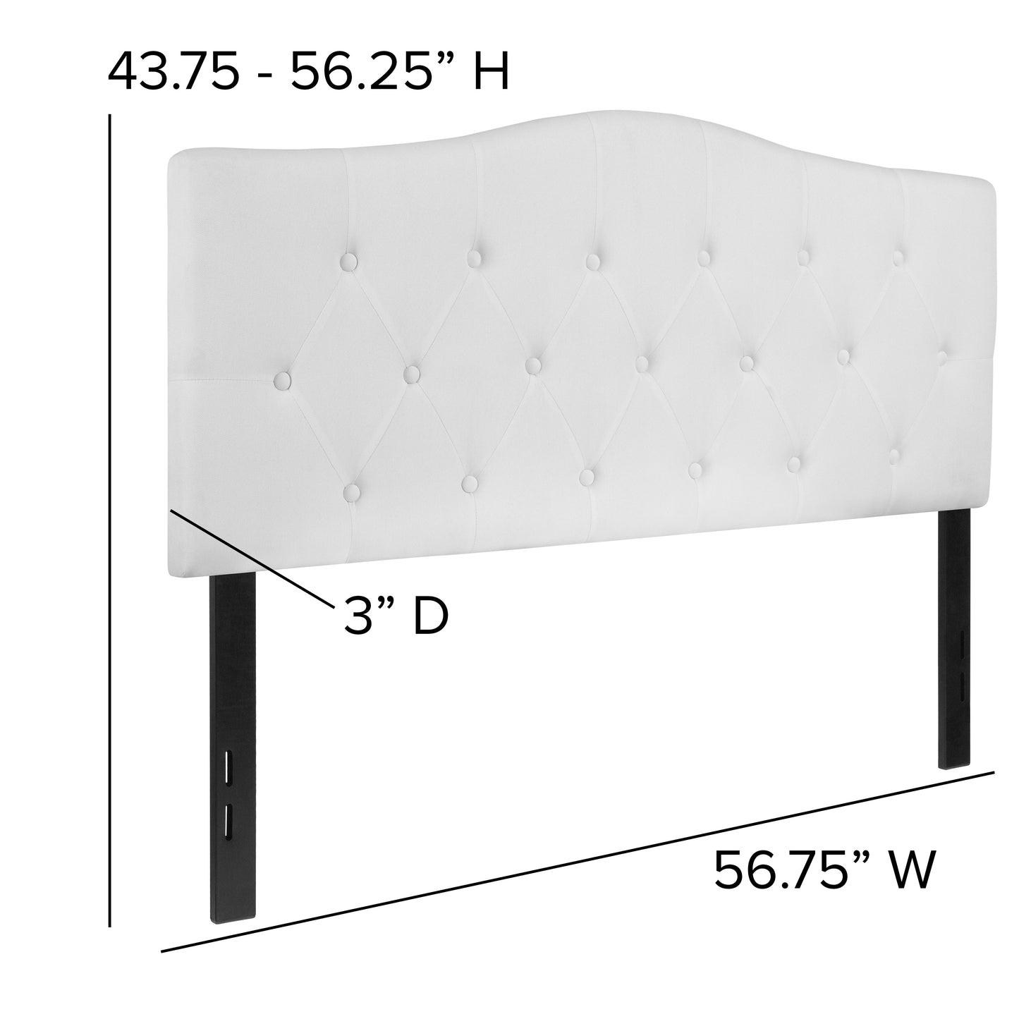 Cambridge Tufted Upholstered Full Size Headboard in White Fabric White
