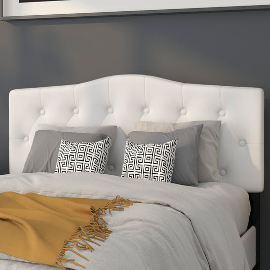 Cambridge Tufted Upholstered Full Size Headboard in White Fabric White