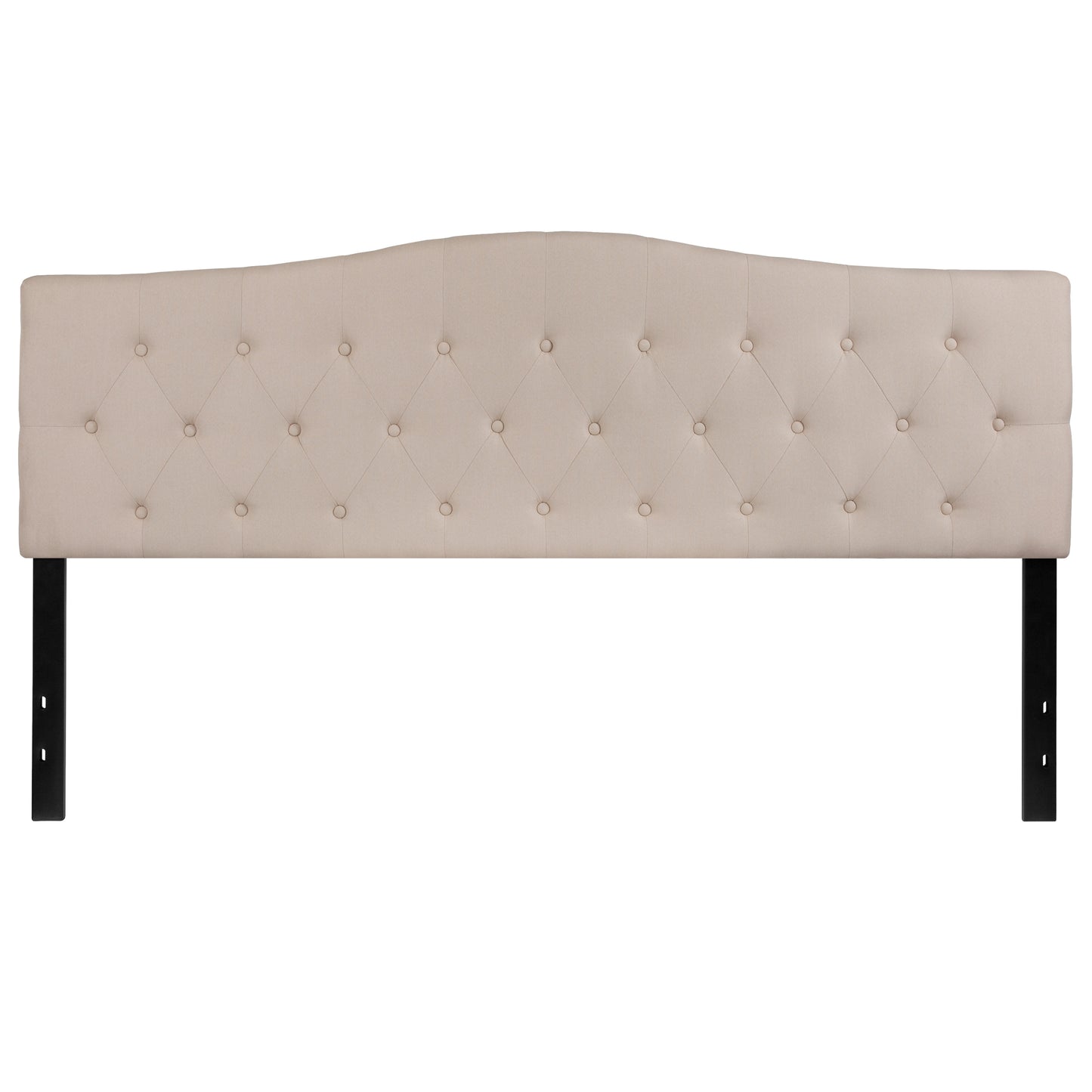 Cambridge Tufted Upholstered King Size Headboard in Beige Fabric Beige