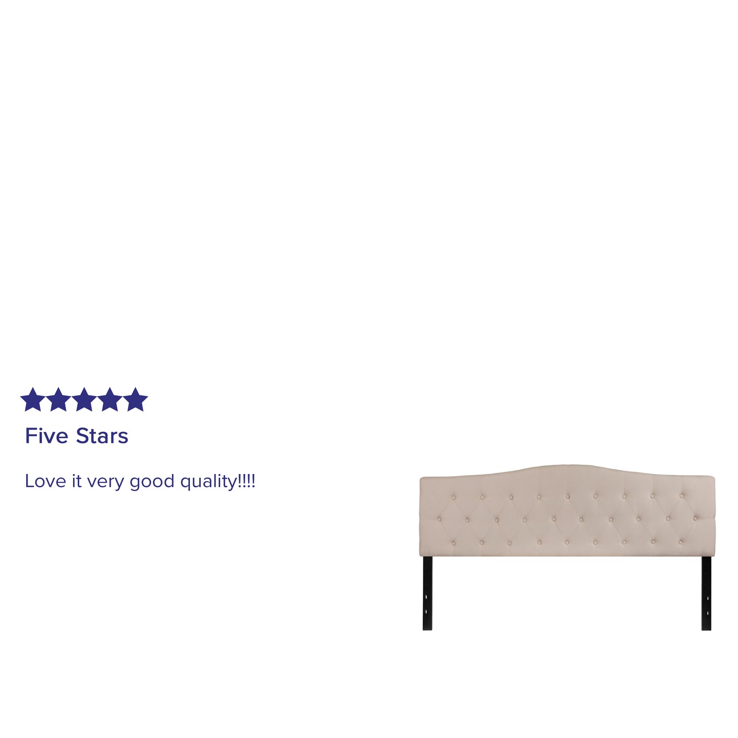 Cambridge Tufted Upholstered King Size Headboard in Beige Fabric Beige