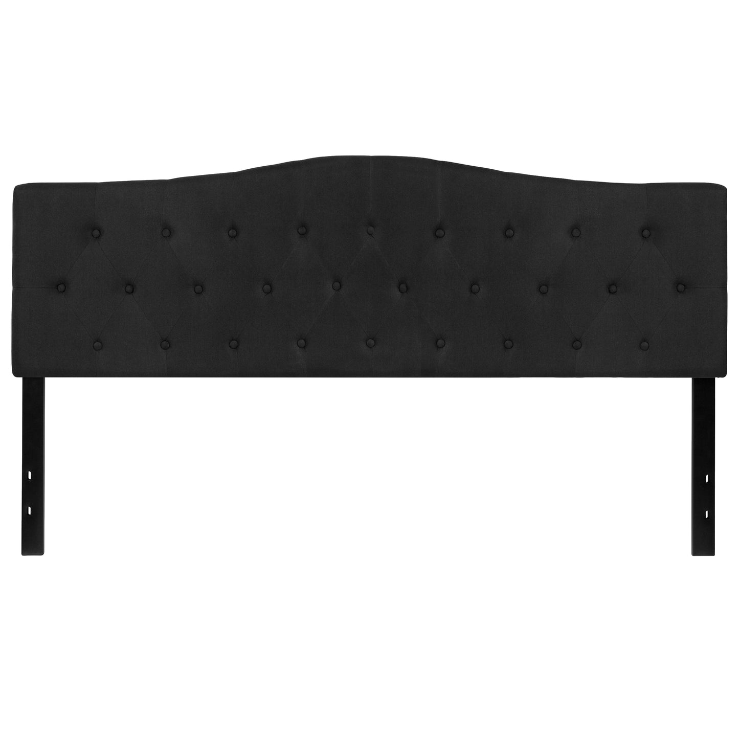 Cambridge Tufted Upholstered King Size Headboard in Black Fabric Black