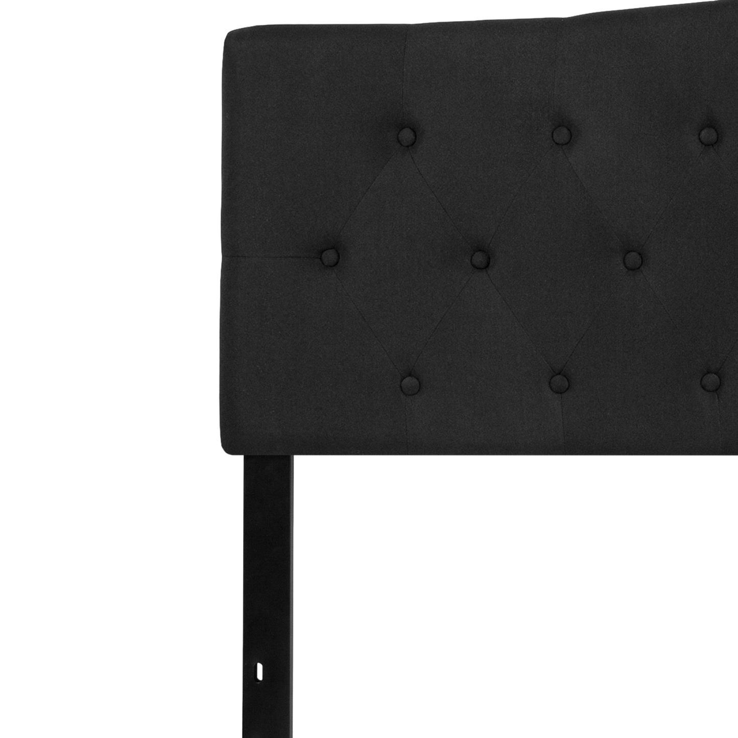 Cambridge Tufted Upholstered King Size Headboard in Black Fabric Black