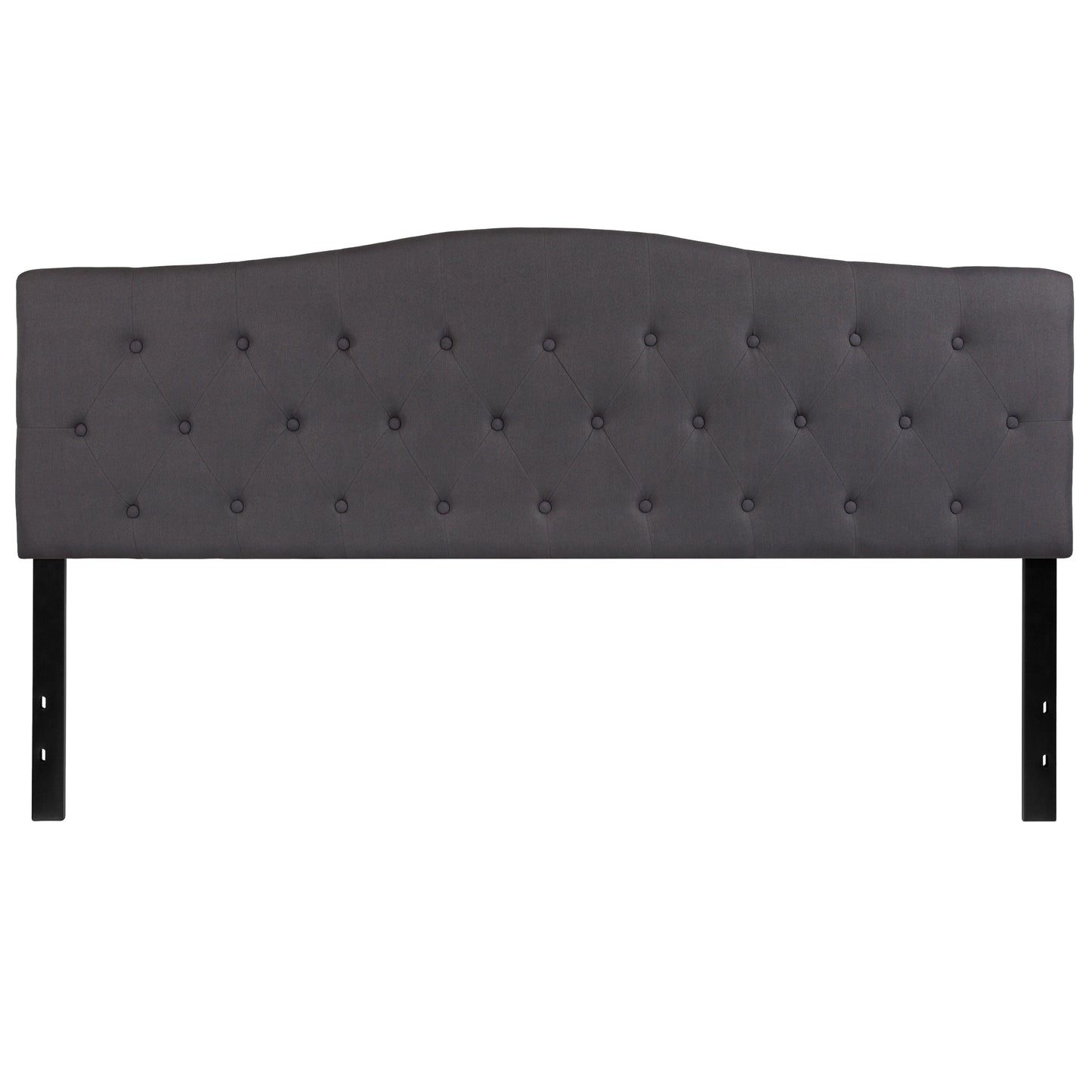 Cambridge Tufted Upholstered King Size Headboard in Dark Gray Fabric Dark Gray