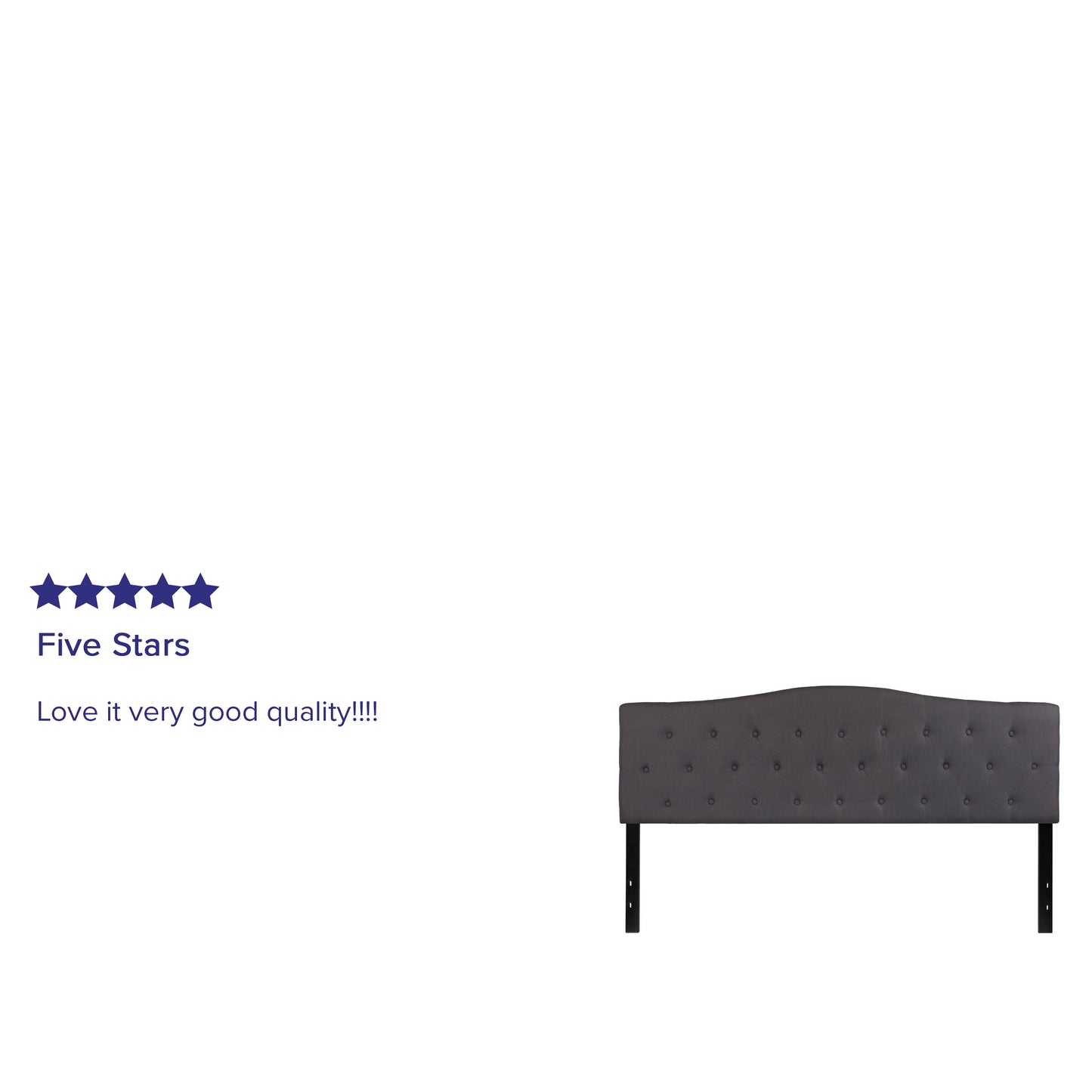 Cambridge Tufted Upholstered King Size Headboard in Dark Gray Fabric Dark Gray
