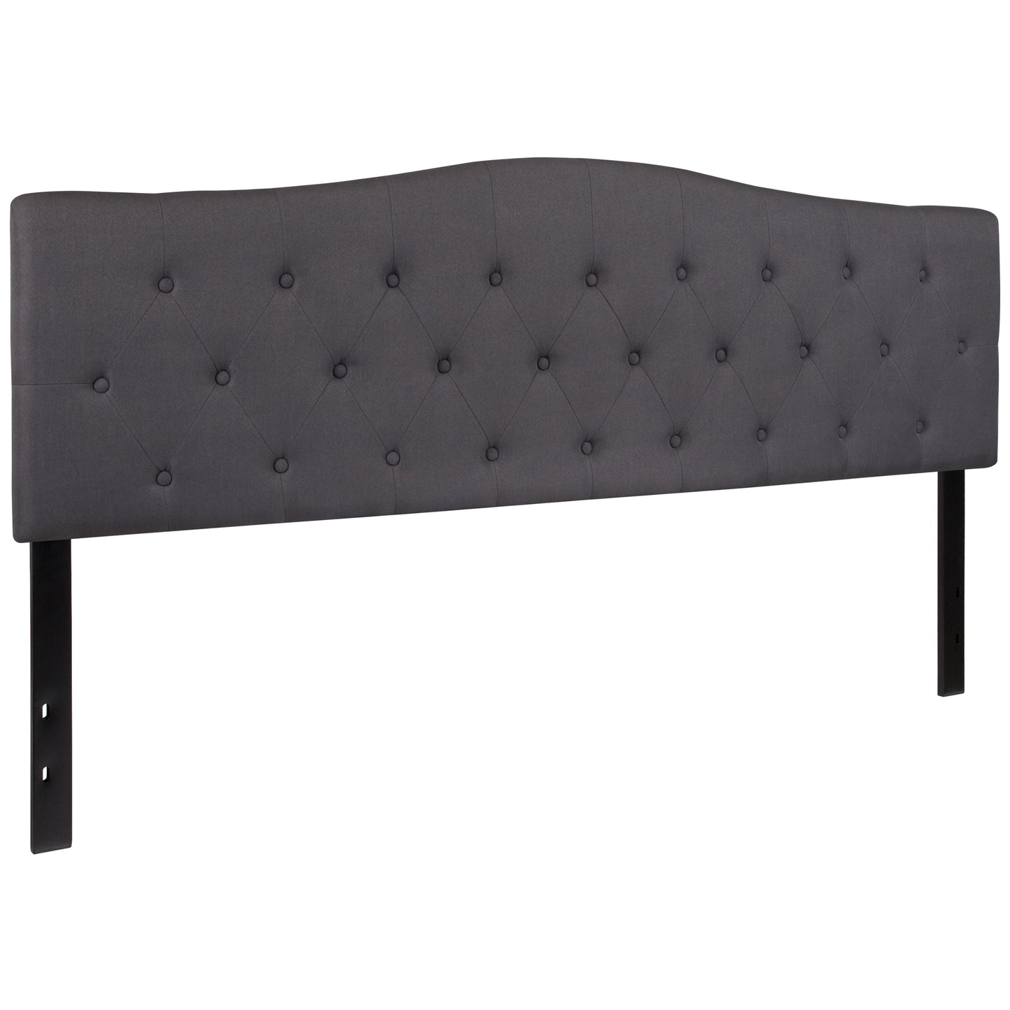 Cambridge Tufted Upholstered King Size Headboard in Dark Gray Fabric Dark Gray
