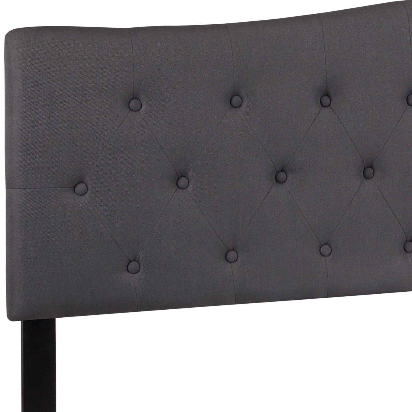 Cambridge Tufted Upholstered King Size Headboard in Dark Gray Fabric Dark Gray