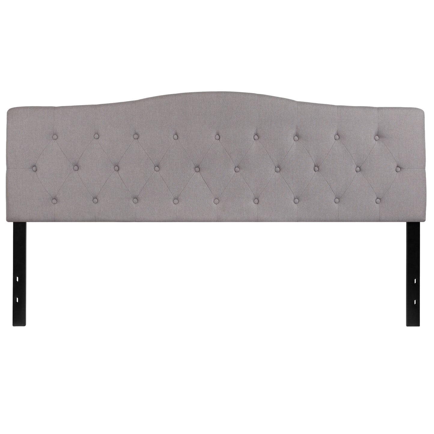 Cambridge Tufted Upholstered King Size Headboard in Light Gray Fabric Light Gray