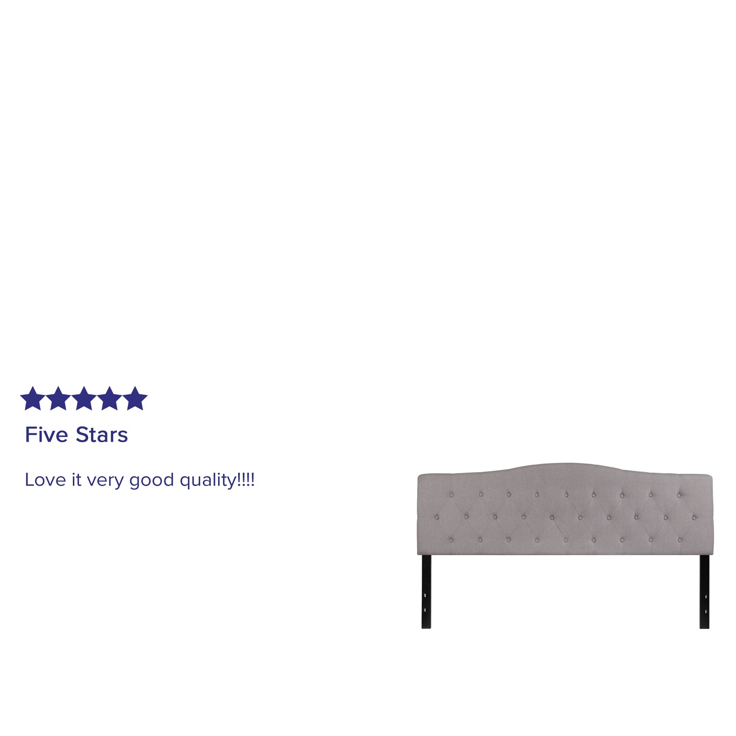 Cambridge Tufted Upholstered King Size Headboard in Light Gray Fabric Light Gray