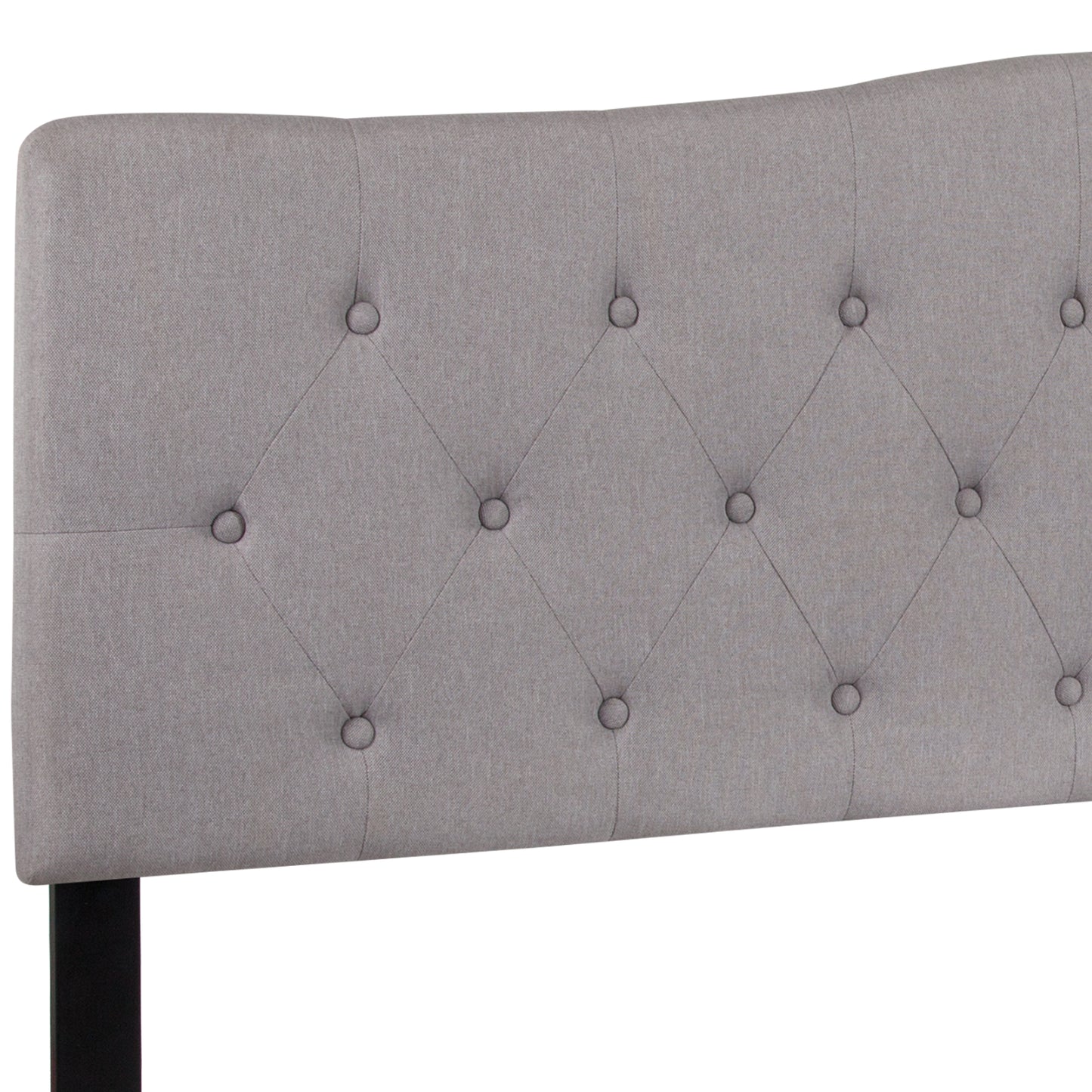 Cambridge Tufted Upholstered King Size Headboard in Light Gray Fabric Light Gray