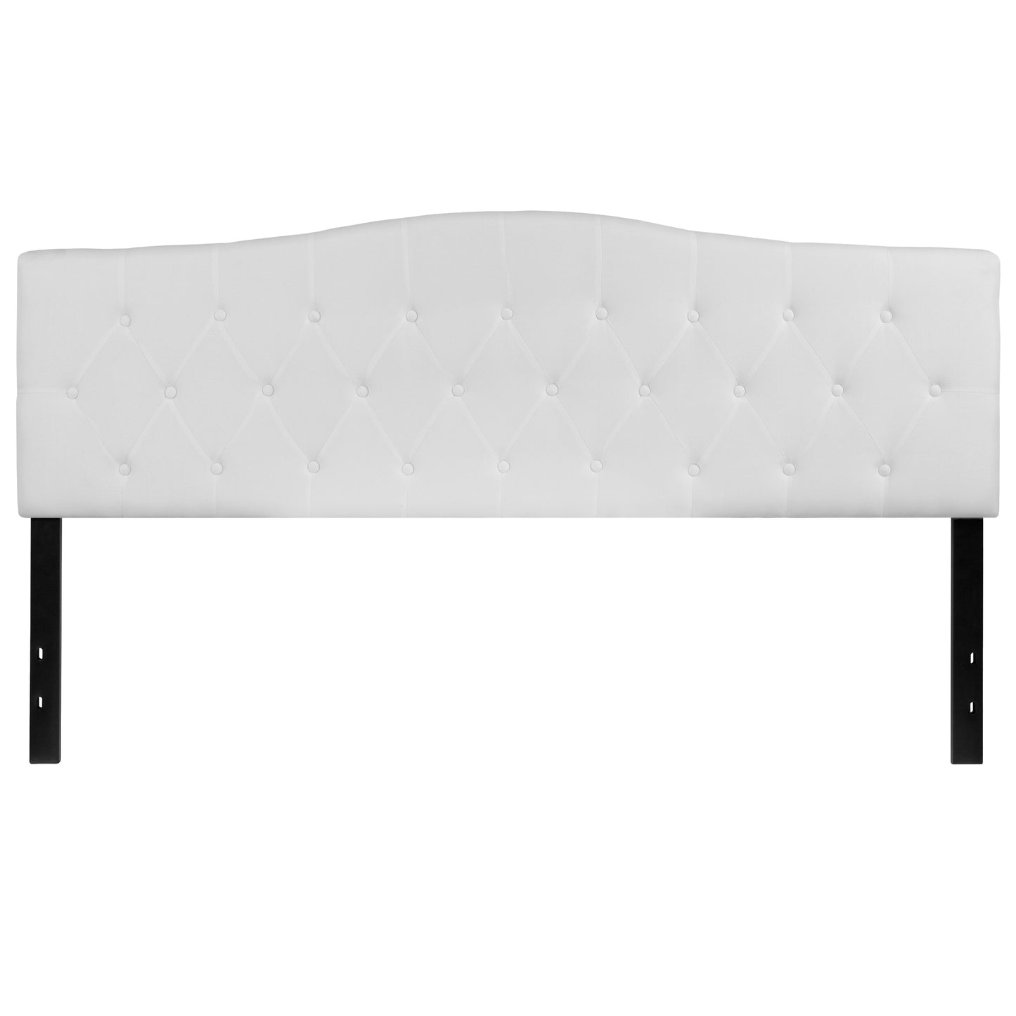 Cambridge Tufted Upholstered King Size Headboard in White Fabric White