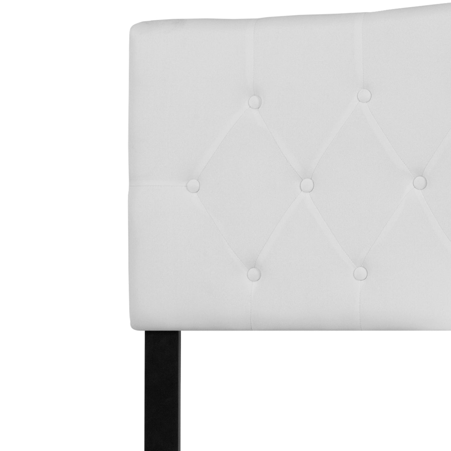 Cambridge Tufted Upholstered King Size Headboard in White Fabric White