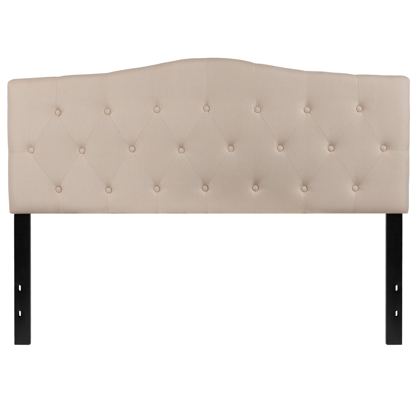 Cambridge Tufted Upholstered Queen Size Headboard in Beige Fabric Beige
